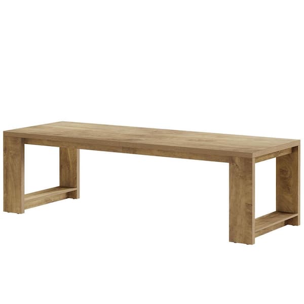 Extra Long Rectangular Wood 86.61 in. 4-Legs Dining Table Seats 6-8, Farmhouse Narrow Kitchen Table with Pedestal Base