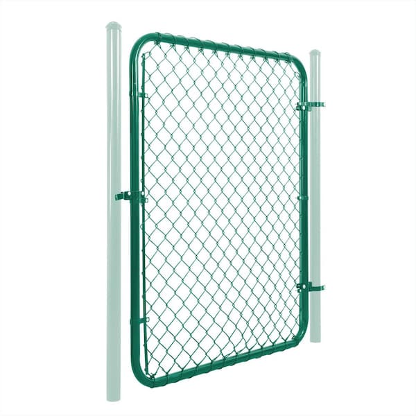 4 ft. W x 5 ft. H Green Galvanized Chain Link Fence Gate
