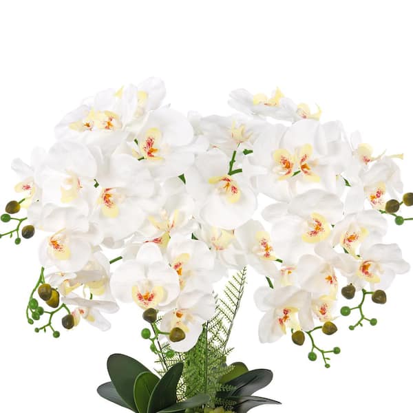 Vanity Art 26.77 in. H Artificial Orchid Floral Arrangement in Gold-plated Ceramics Vase