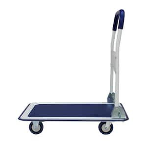 330 lb. Truck Hand Flatbed Cart Dolly Folding Moving Push Heavy-Duty Rolling Truck in Blue