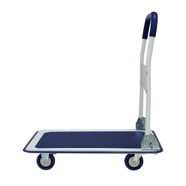 Cascia 330 lb. Truck Hand Flatbed Cart Dolly Folding Moving Push Heavy-Duty Rolling Truck in Blue