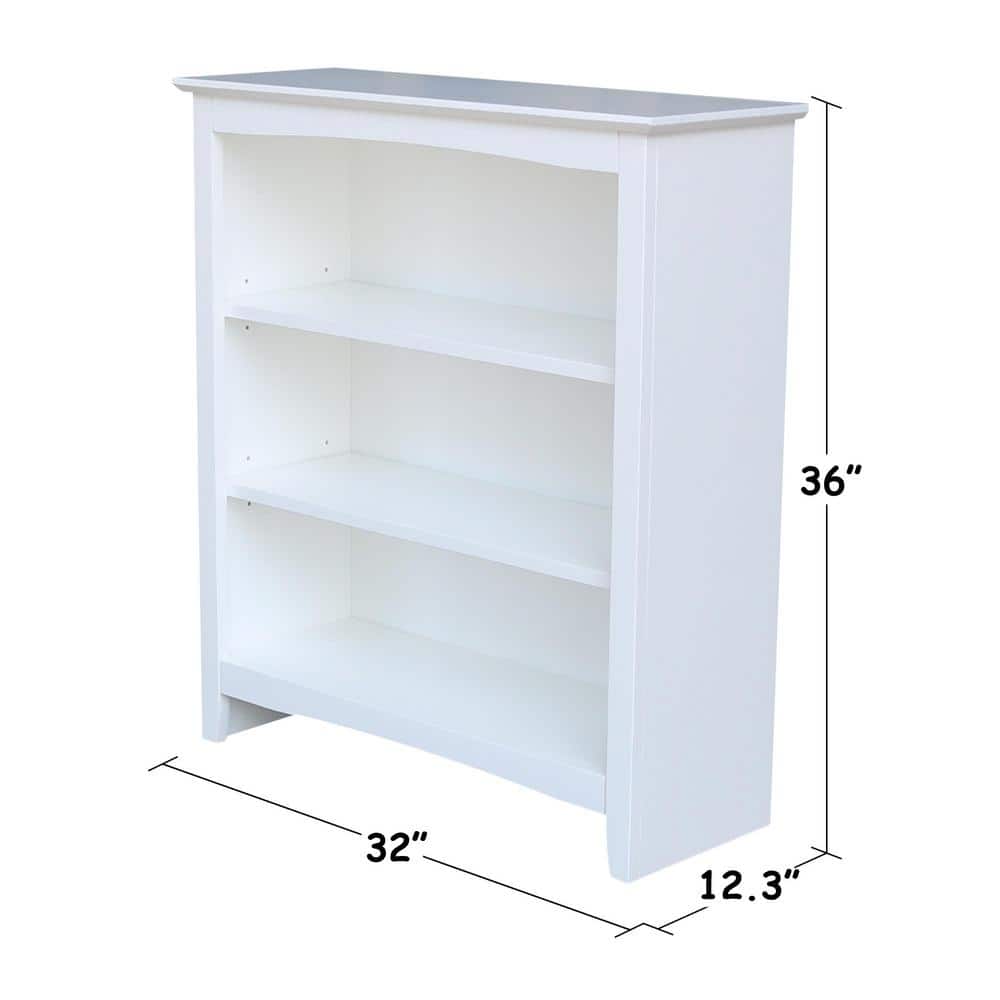 White Adjustable Solid Wood 36" Bookcase