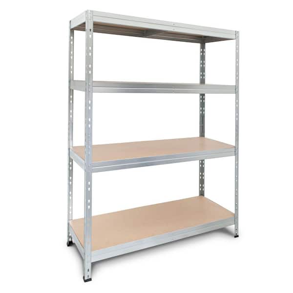 Basics Series 4-Tier Galvanized Steel Garage Storage Shelving Unit, Silver, HDF Racks (47 in. W x 18 in. H x 71 in. D)