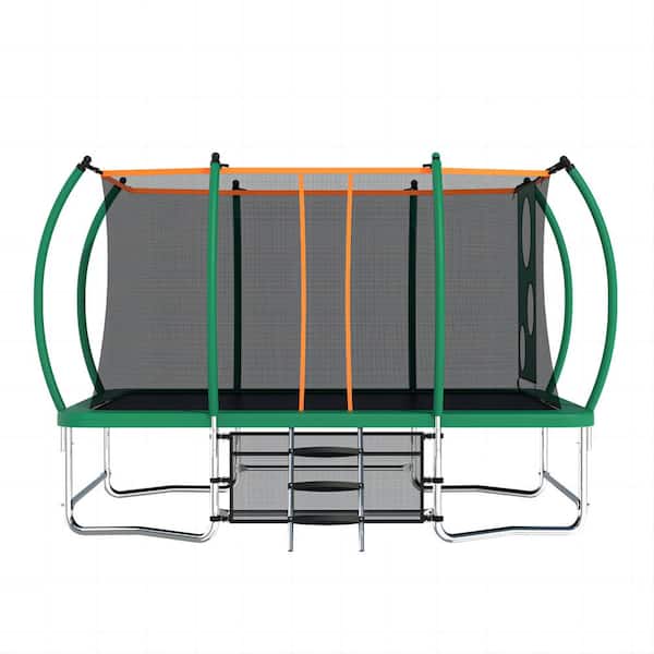 Unbranded 8 ft. x 14 ft. Outdoor Rectangular Tumbling Trampoline For Kids And Adults With 8 High Safety Fence