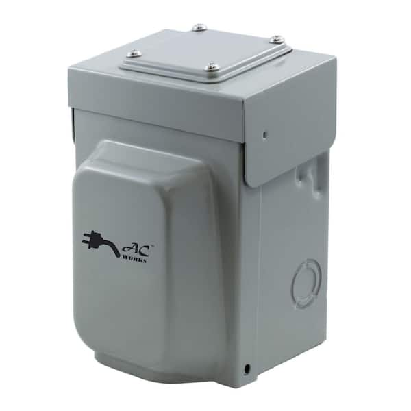 AC WORKS 30 Amp 125-Volt Locking 3-Prong L5-30 Heavy-Duty Generator Transfer Switch Inlet Box
