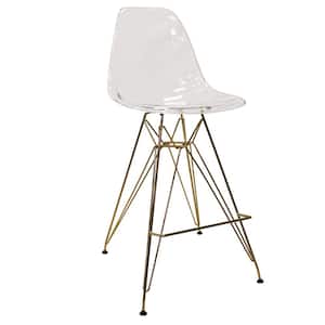 Cresco Modern 29.5 in. Clear in Gold Metal Base Barstool with Acrylic Seat