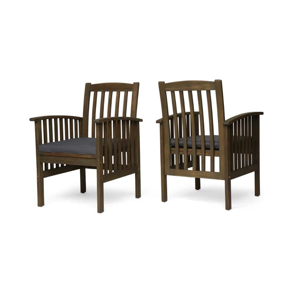 Gray 2-Piece Acacia Wood Outdoor Dining Chair with Cushion price history on PriceWatchPro