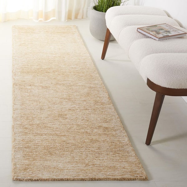 Ebony 2 ft. x 8 ft. Gold/Ivory Minimalist Solid Color Runner Rug