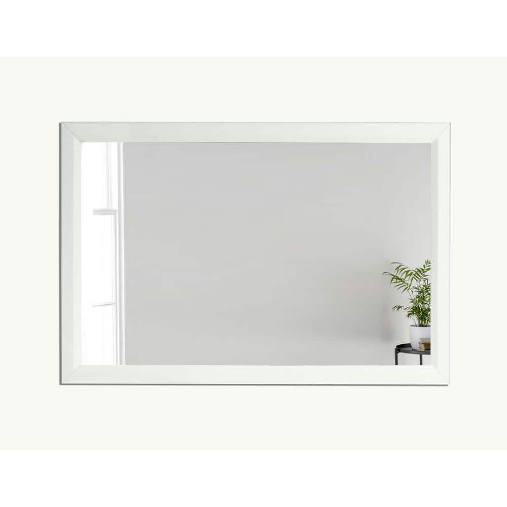Aberdeen 48" White Wood Rectangular Bathroom Vanity Mirror