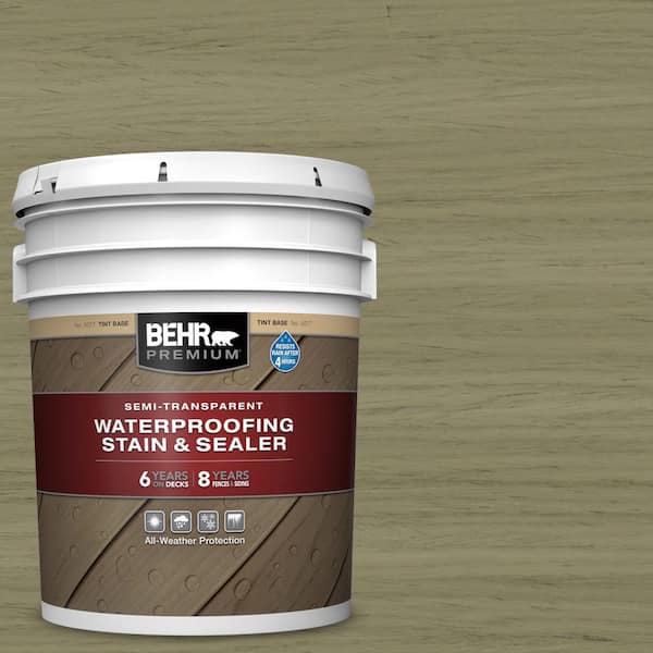 BEHR PREMIUM 5 gal. #ST-151 Sage Semi-Transparent Waterproofing Exterior Wood Stain and Sealer