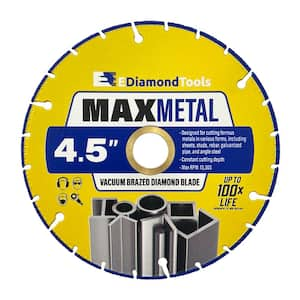 4.5 in. Metal, Segmented Rim, Vacuum Brazed Diamond Saw Blade, 3 mm Segment Height, 7/8 in. 5/8 in. Arbor