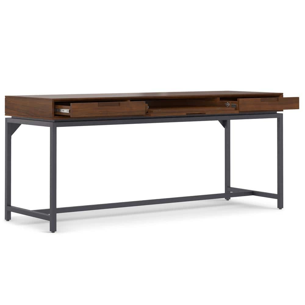 Walnut Veneer Executive Desk with Drawer and Keyboard Tray