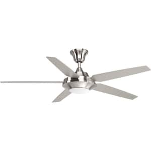 AirPro Signature Plus II 54 in. Indoor Integrated LED Nickel Modern Ceiling Fan with Remote for Living Room and Bedroom