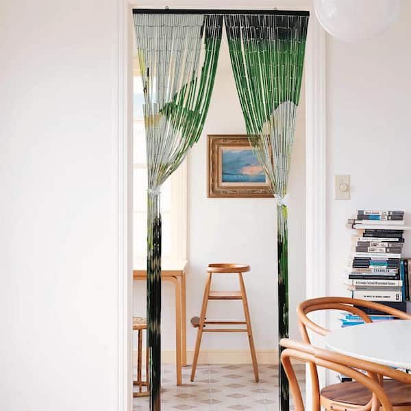 Walk-Through Wooden Door Curtain with 52 Beaded Strands 