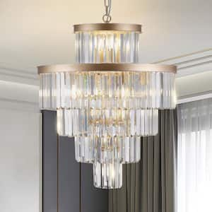 6-Light Chrome Elegant Oval Crystal Chandelier, Ceiling Light Fixture with Reflective Hanging Crystals for Dining Room