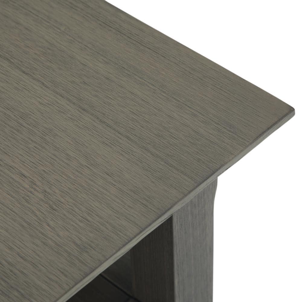 Farmhouse Gray Solid Wood Narrow Side Table with Shelves