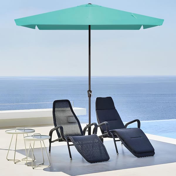 JEAREY 8 ft x 10 ft. Rectangular Steel Market Crank and Tilt Outdoor Patio Umbrella in Peacock Blue