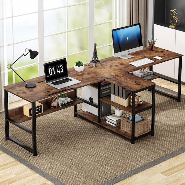 90.5 inch Computer Desk, Extra Long Two Person Desk with Storage