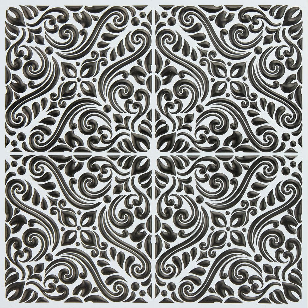 WallPOPs Dawson Black Embossed Peel and Stick Backsplash Tile Wall