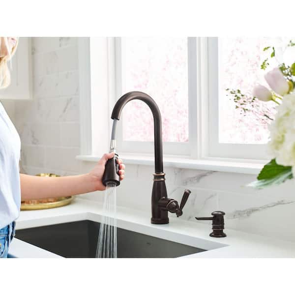 Morado Single-Handle Pull-Down Sprayer Kitchen Faucet with Reflex and Power Boost in Mediterranean Bronze