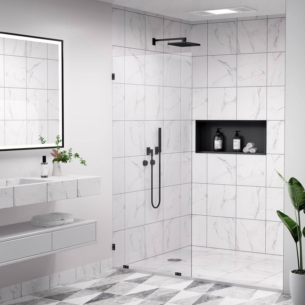 32 in. W x 78 in. H Frameless Fixed Single Panel Shower Door in Matte Black with Nano-Coated Tempered Glass price history on PriceWatchPro