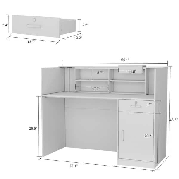 Techni Mobili Study Computer Desk with Storage & Magnetic Dry Erase White Board, White