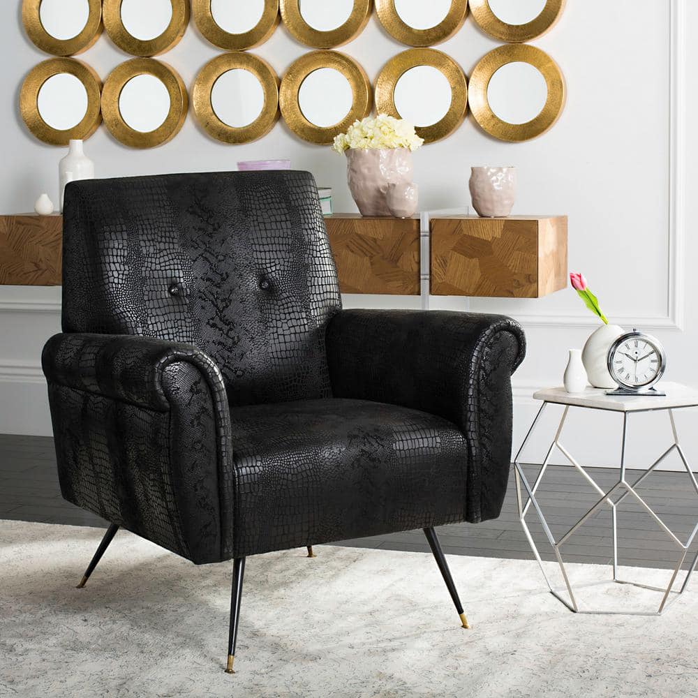 Mira Black Faux Leather Transitional Accent Chair
