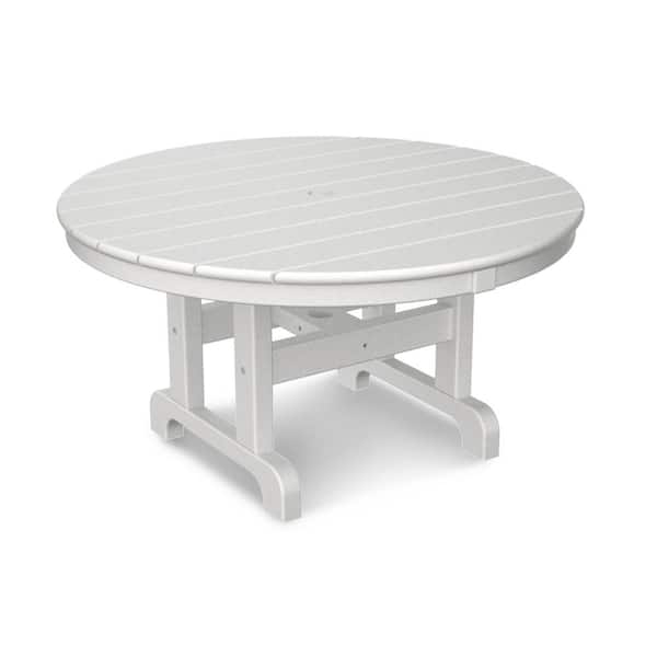 POLYWOOD White 36 in. Round Outdoor Patio Coffee Table