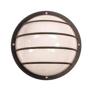 Bulkhead 1-Light Black 4000K ENERGY STAR LED Outdoor Wall Mount Sconce with Durable Frosted Polycarbonate Lens