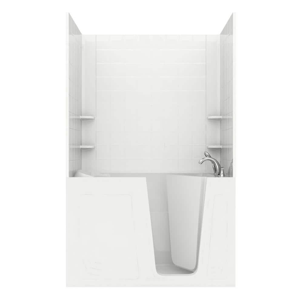 Rampart Nova Heated 5 ft. Walk-in Whirlpool Bathtub with 6 in. Tile Easy Up Adhesive Wall Surround in White price history on PriceWatchPro