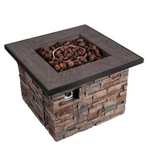 32 in. 50000 BTU Square Concrete Propane Backyard Patio Furniture Outdoor Fire Pits