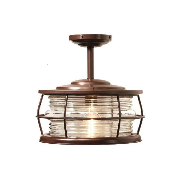 Home Decorators Collection Harbor 1-Light Copper Outdoor Hanging Convertible Semi-Flush Mount Light