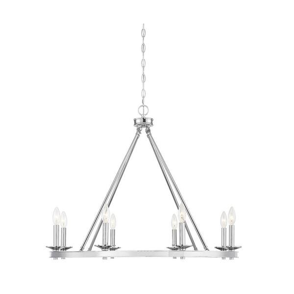 Savoy House 33 in. W x 25 in. H 8-Light Polished Nickel Open Ring Metal Chandelier with No Bulbs Included