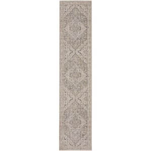 Lynx Ivory Taupe 2 ft. x 12 ft. All-Over Design Transitional Runner Area Rug