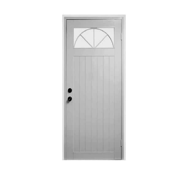 Air Master Windows and Doors 38 in. x 96 in. Titan Fliush White Painted Aluminum Arched Prehung Front Door