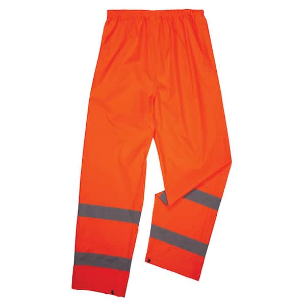 Ergodyne GloWear 8916 Men's Large Orange Lightweight Hi-Vis Class E Rain Pants