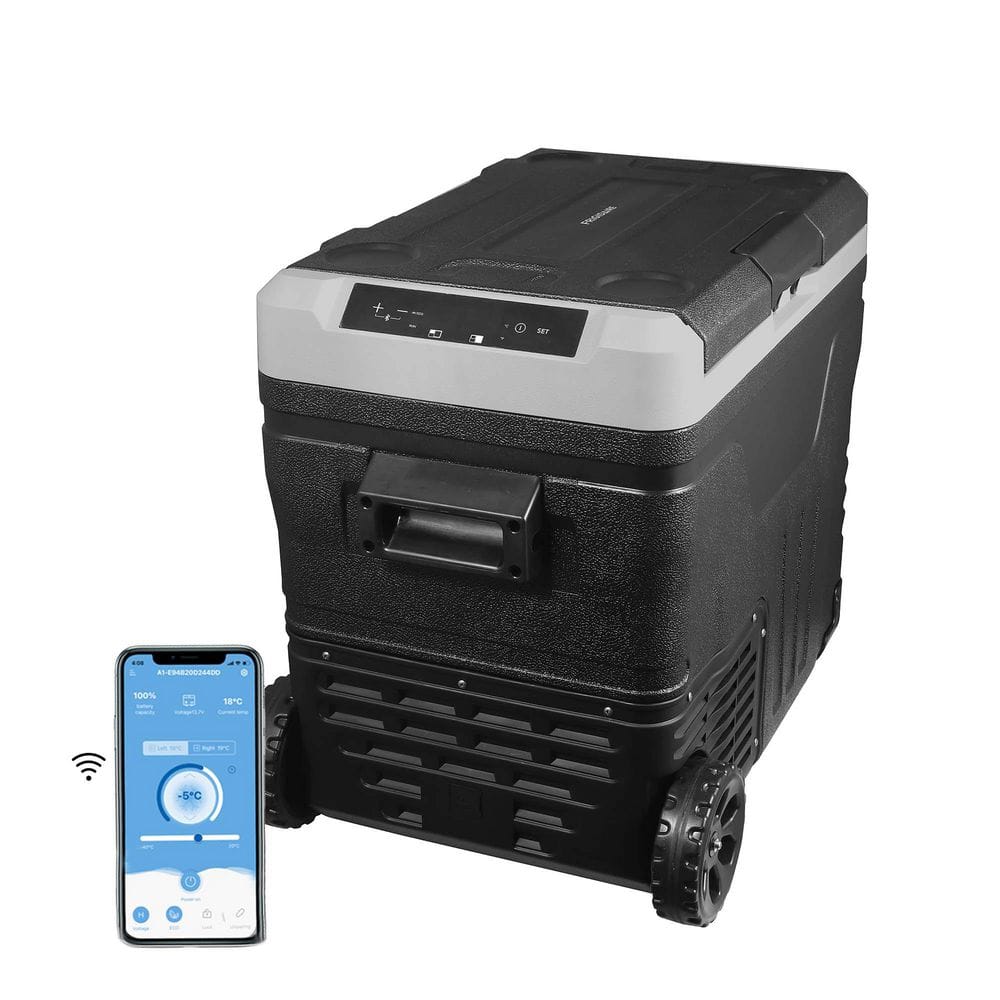 Frigidaire  52 Qt. (49.1L) Portable Convertible Electric Refrigerator/Freezer Trolley-With App  Dual Zone  Car Fridge  Black