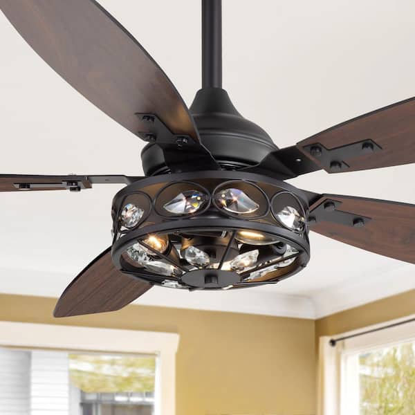 48 in. Indoor Black Standard Ceiling Fan with Enclosed Light Kit and Remote Control Included