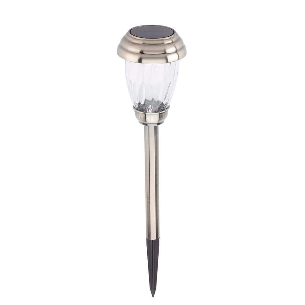 Charleston 6-Pack Pewter Finish Solar Pathway Lights with Glass Shades