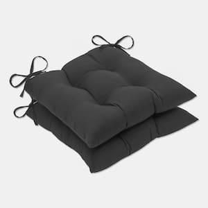 Solid 19 in. x 18.5 in. Outdoor Dining Chair Cushion in Black (Set of 2)