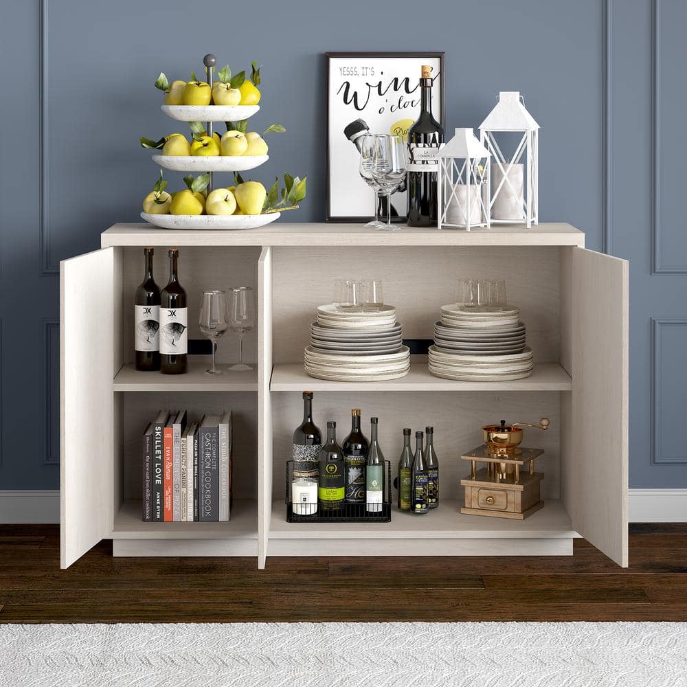 Alder White 48" Modern MDF Buffet Sideboard