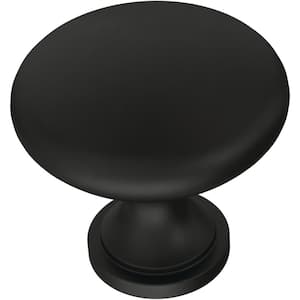 Mushroom 1-1/4 in. (32 mm) Matte Black Round Aluminum Cabinet Knob (10-Pack)
