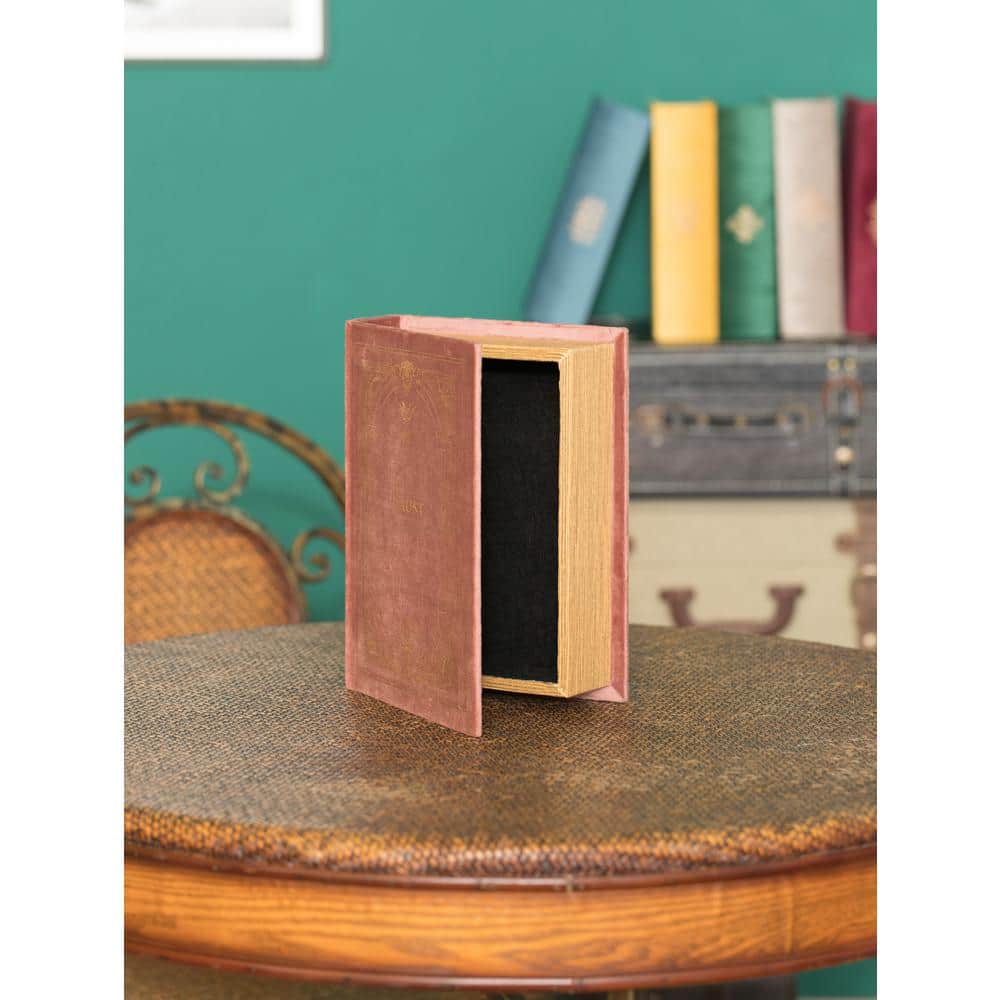 Brown Decorative Wooden Vintage Book Shaped Trinket Storage Box