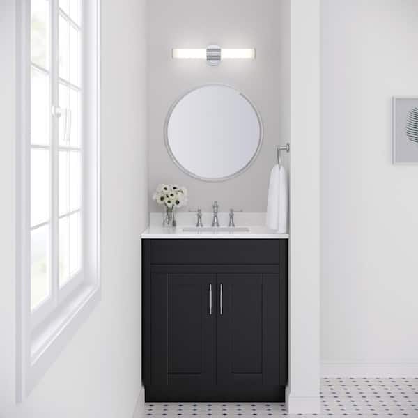 Trumann 18 in. 1-Light Polished Chrome LED Vanity Light with White Shade