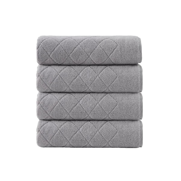 Unbranded Gracious 4-Pieces Silver Turkish Cotton Bath Towels
