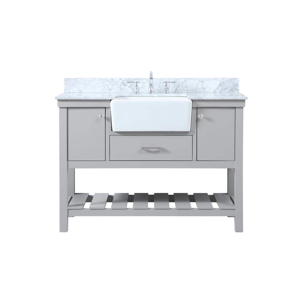 Timeless Home 48 in. W x 22 in. D x 34.13 in. H Bath Vanity in Grey with Ca