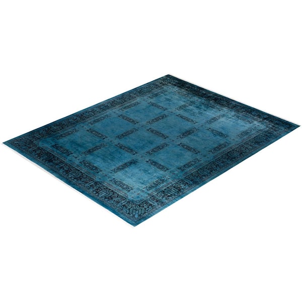 Overdyed Blue 9 ft. 2 in. x 11 ft. 8 in. Wool Indoor Area Rug