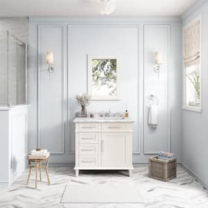 Sonoma 36 in. W x 22 in. D x 34.50 in. H Bath Vanity in Off White with Carrara Marble Top