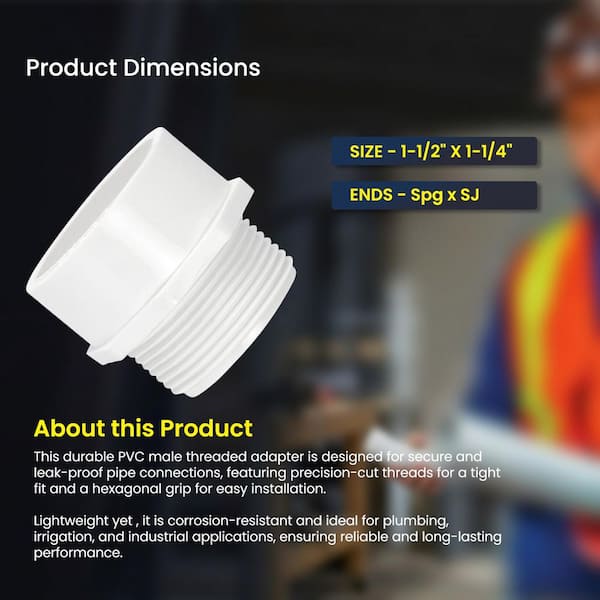 PLUMBFLEX 1-1/2 in. x 1-1/4 in. White Rigid PVC DWV Trap Adapter