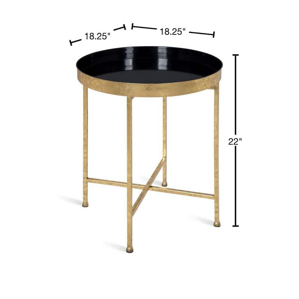 Celia 21" Black and Gold Round Metal End Table